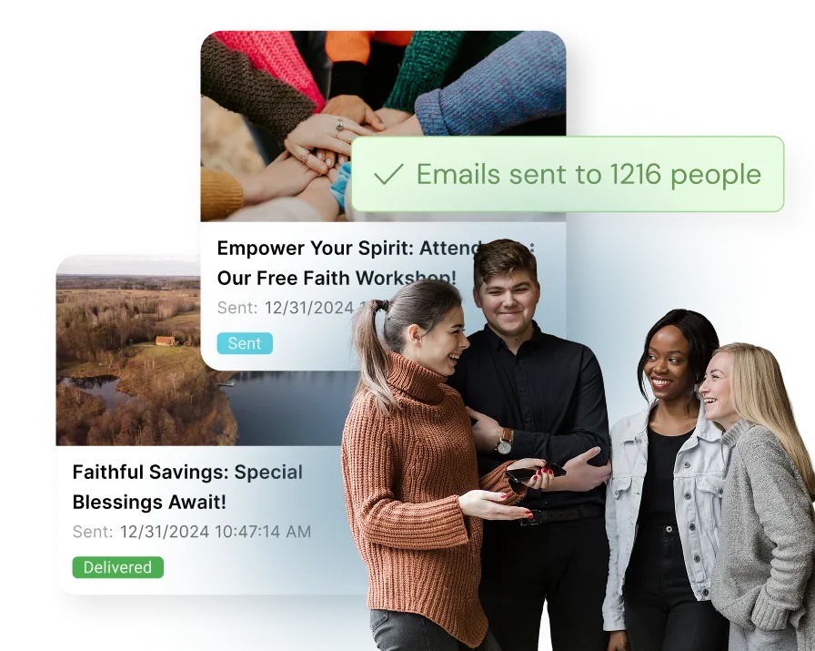 ChurchBee email designs and a church community